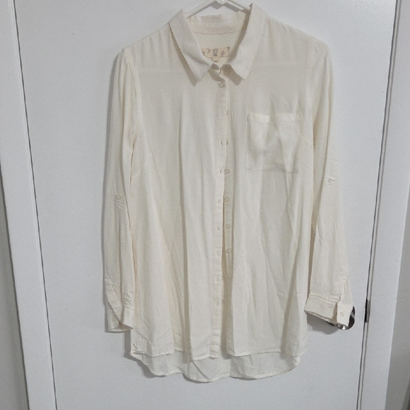 Hippie Rose Men's Off-White Casual Button Down Shirt - Picture 1 of 6